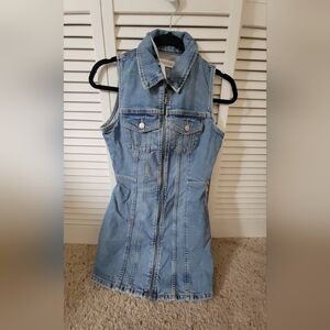 Zara Denim Sleeveless Zip-Up Dress